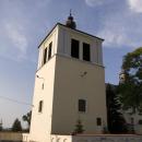 Bell tower at Blessed Virgin Mary church in Ostrołęka, Poland